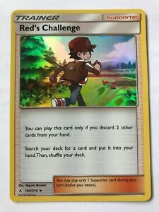 Pokemon TCG SM Unbroken Bonds 184/214 Red's Challenge Holographic Rare Card