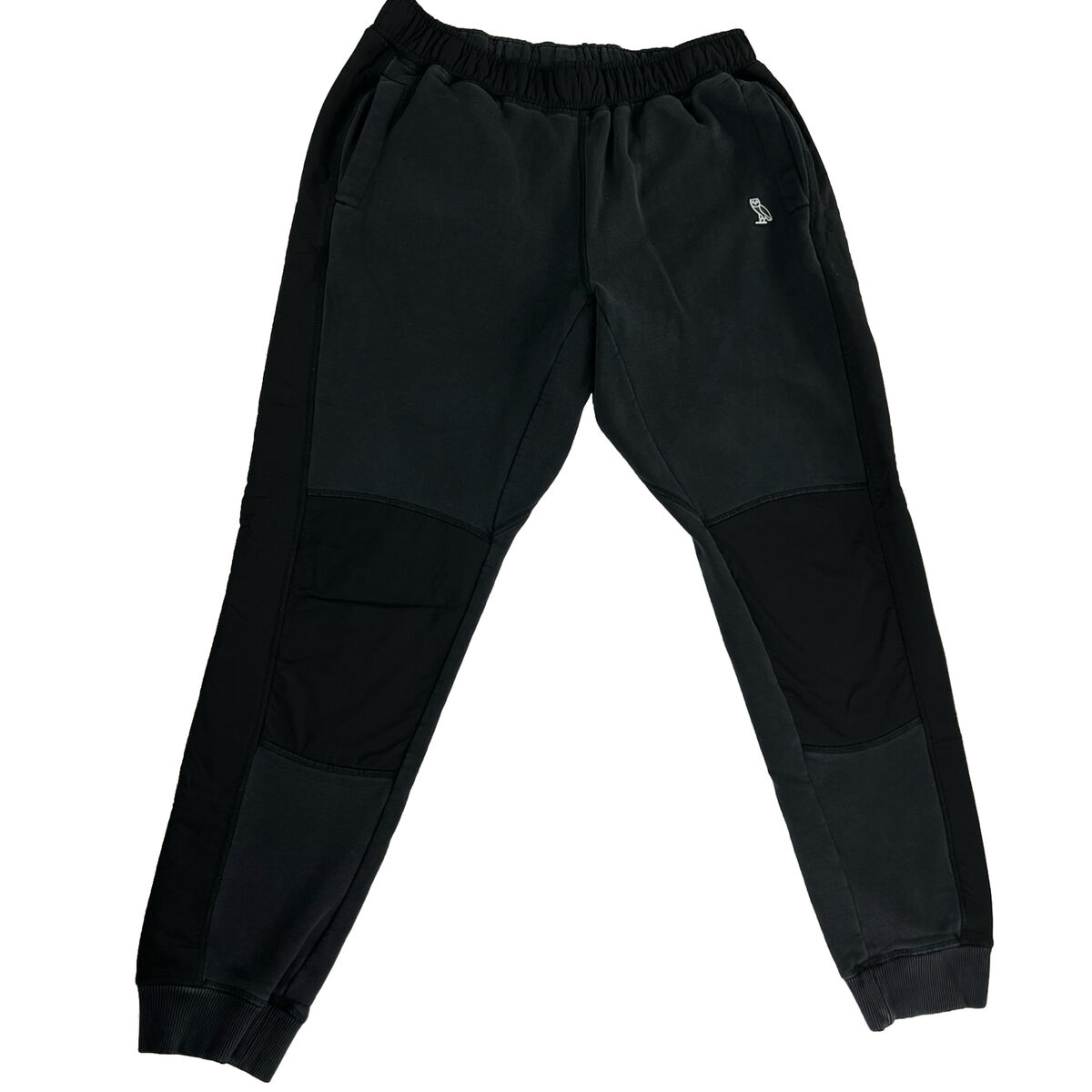 OVO L Double Knee Joggers Sweatpants Logo Black Heavy Drake OVO L Double Knee Joggers Sweatpants Logo Black Heavy Drake