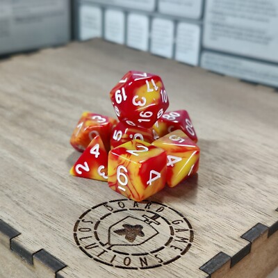 Rot Gelb Two Tone Würfel Set, Polyhedral 7 Würfel Set für RPG D&D Tabletop Spiel