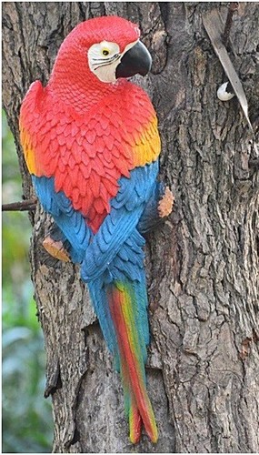 Resin Parrot Bird Statue Garden Sculpture Tabletop Figurine Home Decor Gifts - Picture 2 of 5