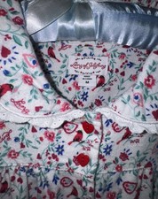 New LANZ OF SALZBURG M Cardinal BIRD PRINT Long FLANNEL Nightgown Side Pockets