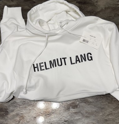 NEW Helmut Lang Core Logo Hoodie White SZ M