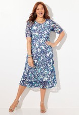 Catherines Women's Plus Size Stretch Lace Fit & Flare Dress