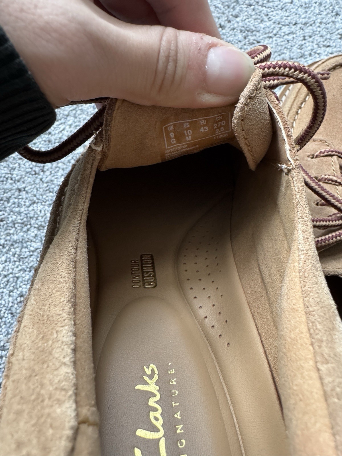 Clarks Clarkhill Lace Light Tan Suede Moc Toe Shoes Ripple Sole Mens Size 10 New image 5