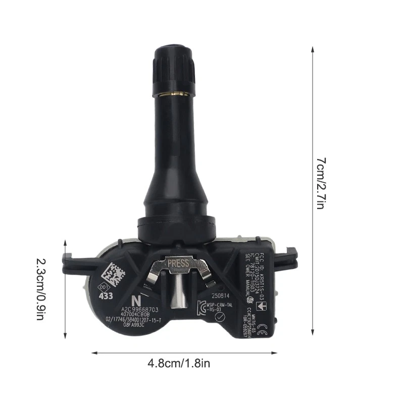 TYRE PRESSURE SENSOR TPMS 433MHZ 407004CB0A FOR RENAULT MEGANE KADJAR 2015-ON - Image 3 of 4