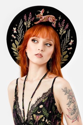 Restyle Witchy Fairy Hat - Hare Moon - Wide Brim Gothic Witch Sun Hat