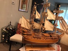 San Felipe Wood Ship Model Spanish Galleon 31 inches, used