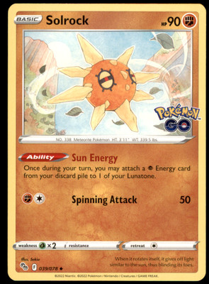 Solrock Regular Uncommon Pokemon GO 039/078 LP OKACHEKE