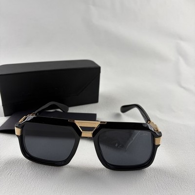 Cazal Sunglasses Black Crystal & Gold Frame Black Lens Men display picture 3
