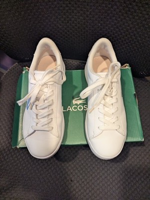 Lacoste Carnaby Set 224 White Light Pink Girls Leather Shoes Size 3.5