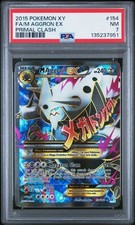 PSA 7 NM M Aggron EX Primal Clash Full Art Holo 2015 Pokemon XY 154/160
