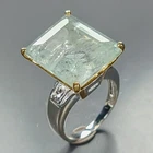 Jewellery 15 ct+ Natural Aquamarine Ring 925 Sterling Silver Size 6 /R482488