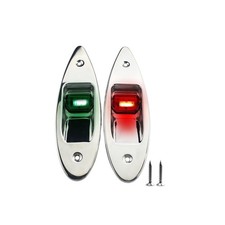Marine Boat LED Navigation Lights 12V Red Green Stainless Steel Bow Pair