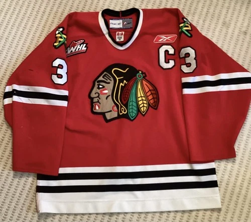 Game Worn Used Portland Winterhawks WHL Hockey Jersey - #3 Travis Ehrhardt “C”