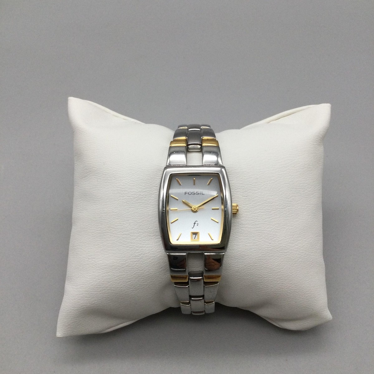 Fossil f2 Watch Womens 20mm Two-Tone Stainless Rectangular Date