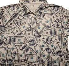 Obnoxious Golf Men’s Performance Polo XL Dollars All About Benjamins AOP S/S