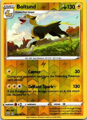 Boltund Reverse Holo Rare SWSH05: Battle Styles 053/163 NM