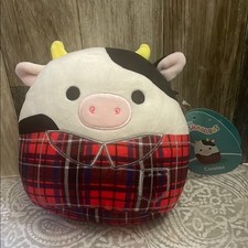 Squishmallows Connor the Cow in Flannel Pajamas 7 Inch Soft Plush New