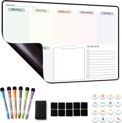 Magnetisches Whiteboard Wochenplaner 42x28 cm Fridge Planner