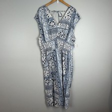 Old Navy Blue Summer Dress Womens Size XXL Smocked Midi Pockets NWT