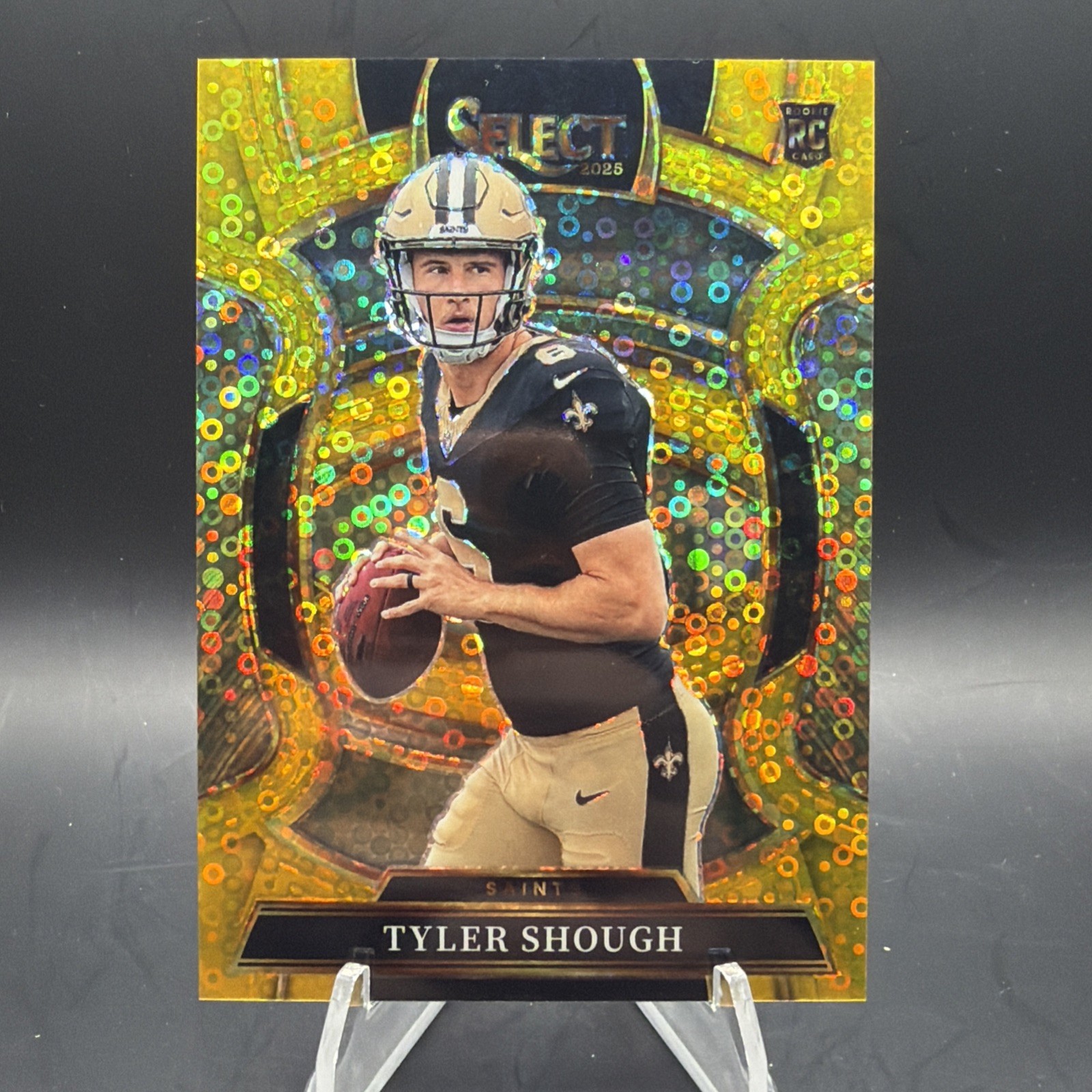 2025 Panini Select Concourse Gold Disco /10 Rookie Tyler Shough Saints SSP CP1