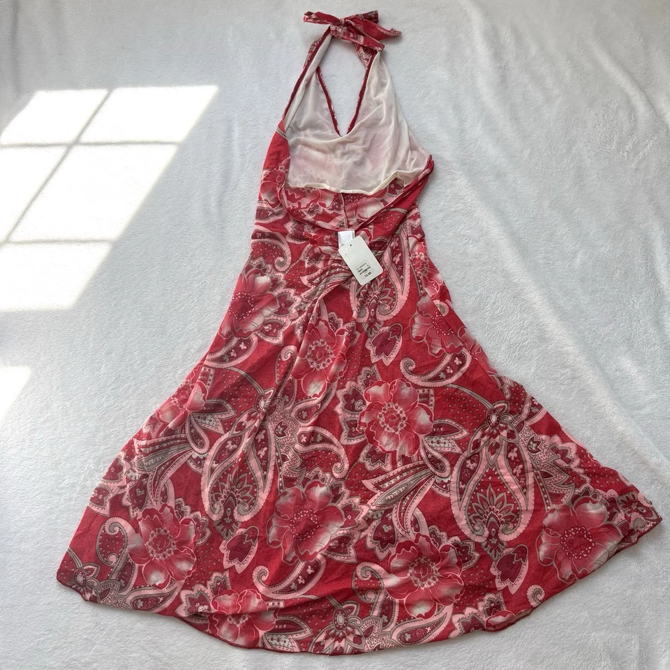 Traje de baño vintage Sauvage rojo cachemira encubrir vestido halter nuevo con etiquetas stock muerto L/M Foto 4 de 4