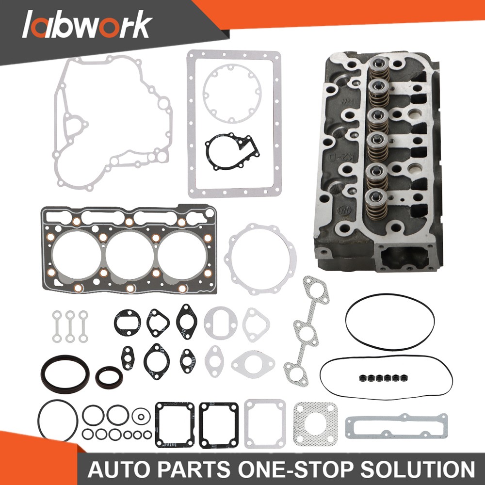 Labwork Complete Cylinder Head w/ Valves Full Gasket Set For Kubota D1005 Engine