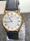 Gents Vintage 1980s Seiko Quartz Ultra Slim Gold Dress Watch Roman Dial 6530-614
