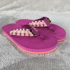 Teva Mush II Girls Kids Flip Flop Sandal Size 4 Pink Orange Foam Water NEW