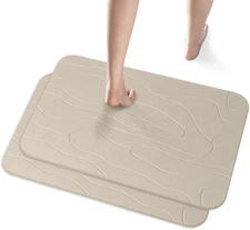 Diatomaceous Earth Shower Mat Set, Non-Slip, Fast-Drying, 23.62 x 15.35 Inch