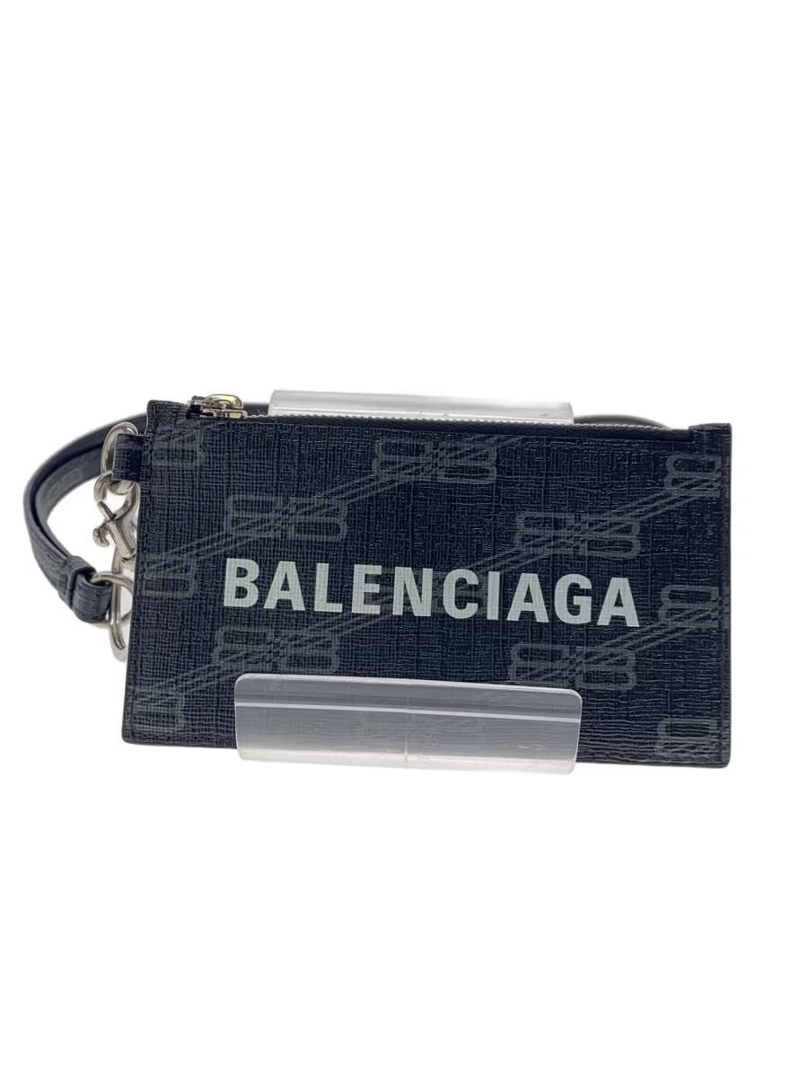 BALENCIAGA Fragment Case, Card Case, Leather, Black, All-Over Print, Men's, 5946