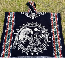 Native American Adult Alpaca Poncho,Unisex One Size. Made In Ecuador