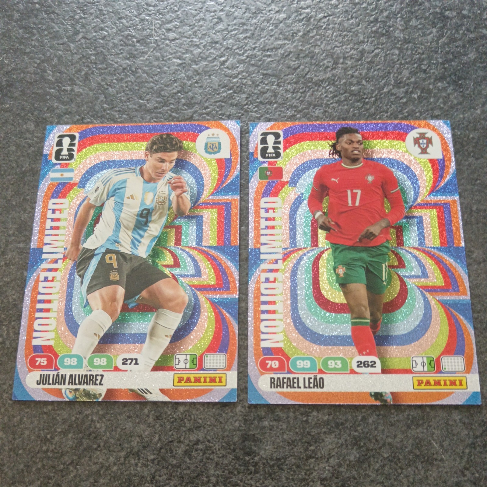 lotto 2 x Figurina Calciatori adrenalyn Xl World Cup 2026 Leao Alvarez limited