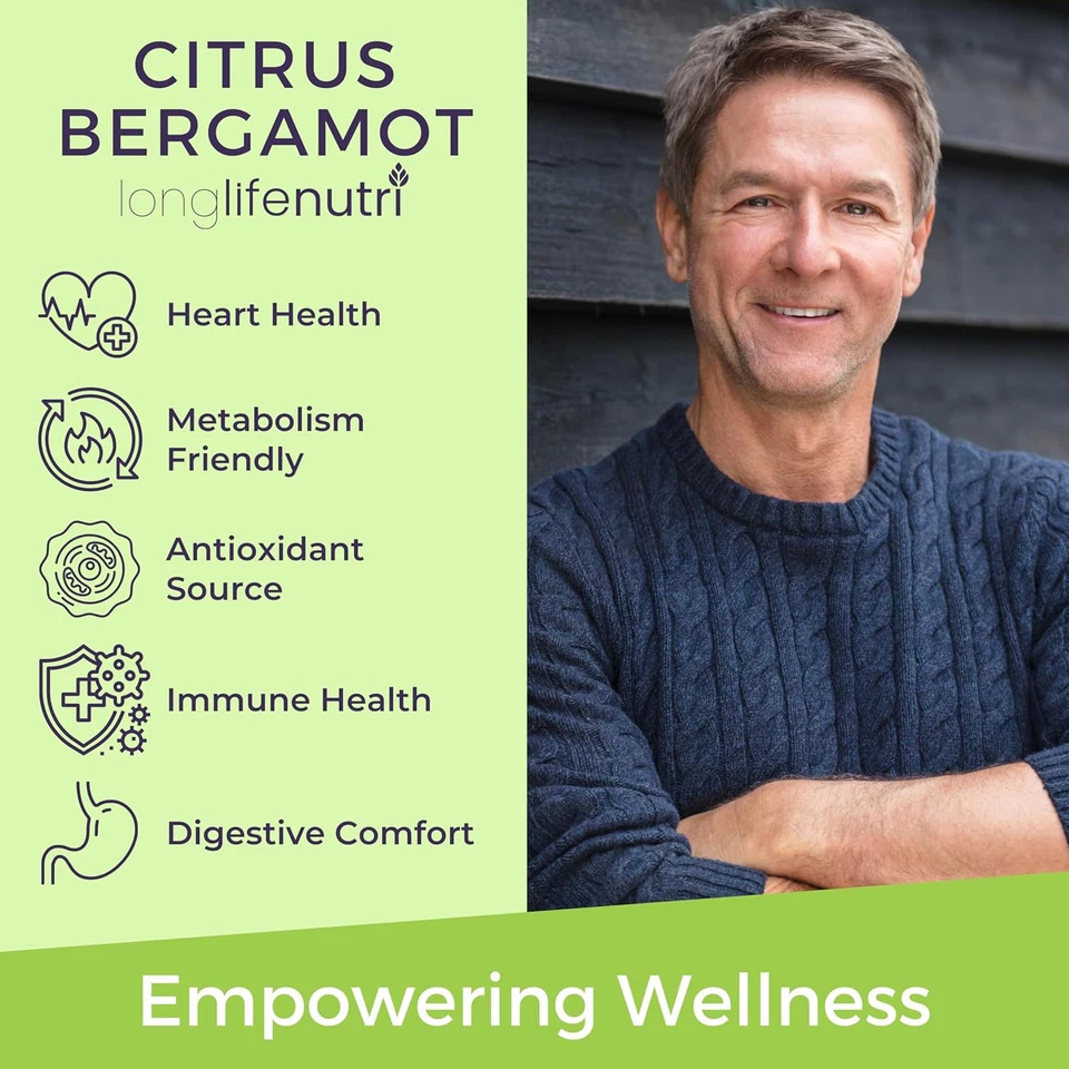 Citrus Bergamot Extract 500Mg - 120 Vegetarian Capsules, 40% Polyphenolic Flavan - Image 4 of 4