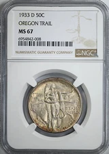 1933-D Oregon Trail Classic Commemorative Half Dollar 50C NGC MS67