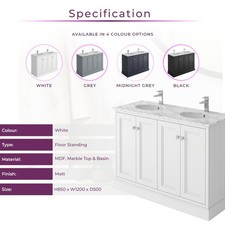 Image of White Traditional Vanity Unit Marble Top Ceramic Basin Sink 600 800 900 1200mm