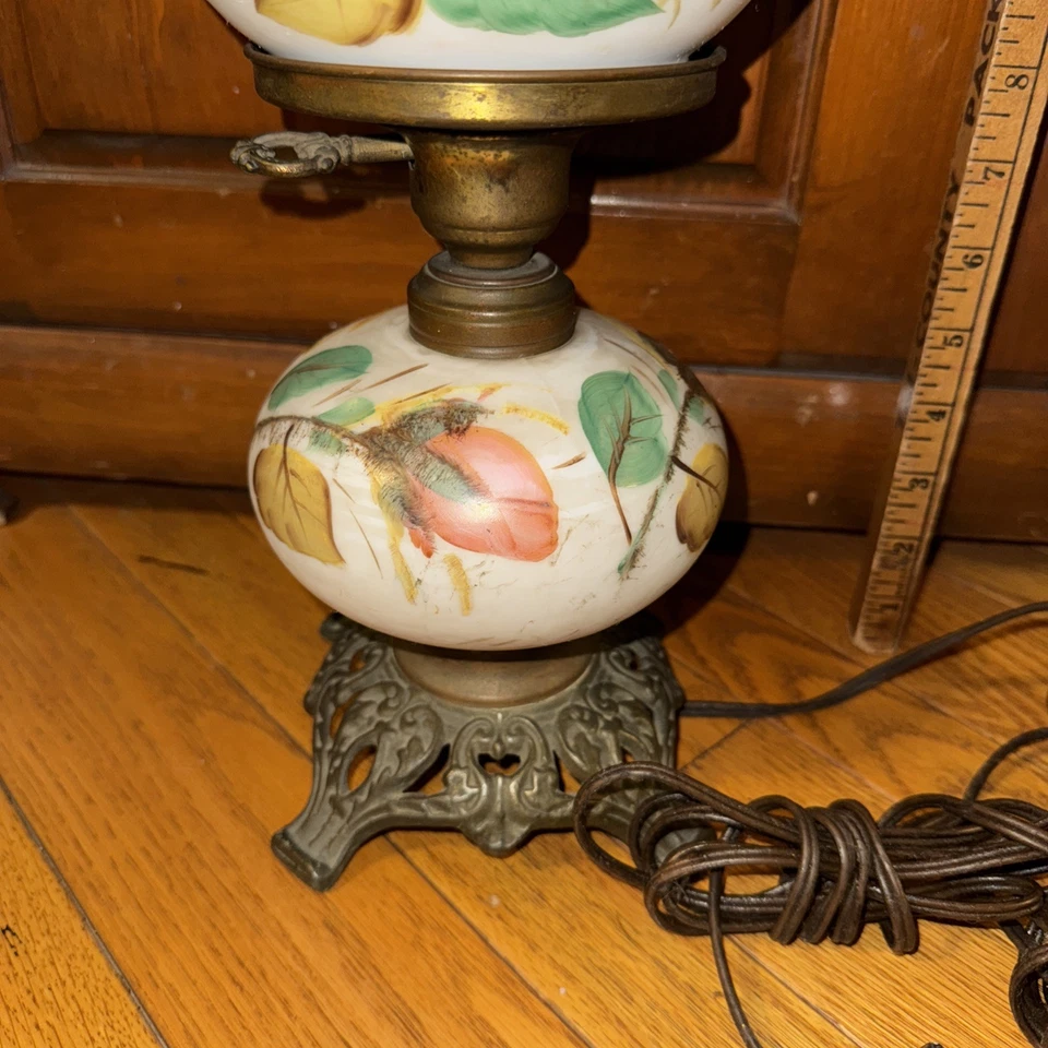 ULTRA RARO PAR DE Fenton de 1950 para L.G. Lámparas Wright Moss Rose Peach 14" H Foto 3 de 4