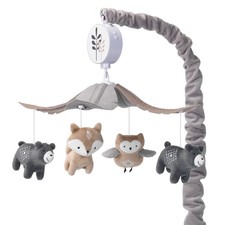 Lambs Ivy Woodland Forest Gray/Tan Musical Baby Crib Mobile Soother Toy