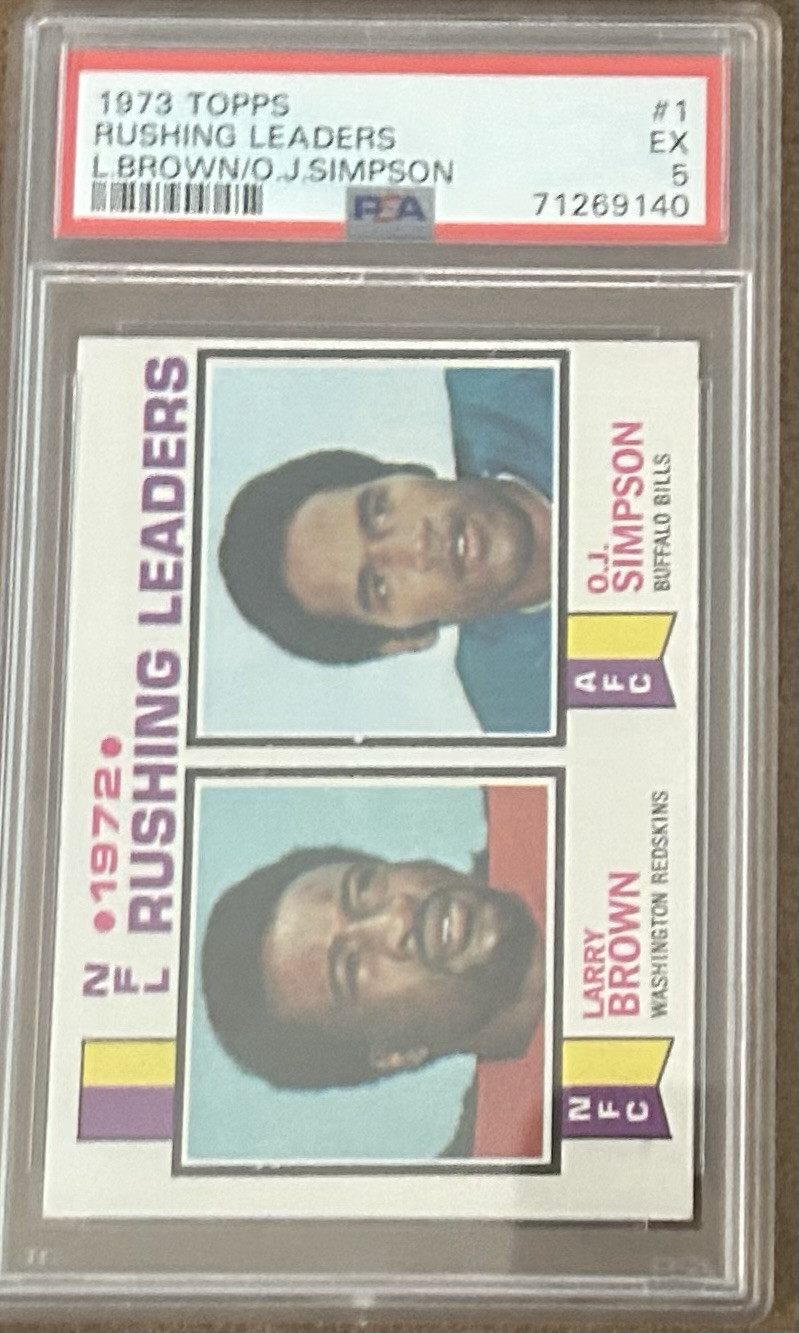 1973 Topps Rushing Leaders L. Brown O.J. Simpson Card #1 PSA 5 EX FREE SHIPPING