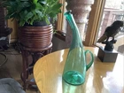 MCM Green Winslow Anderson 948 ? Bent Neck Decanter W Stopper Blenko Glass