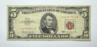 1963 $5 United States Legal Tender Red Seal Star Note