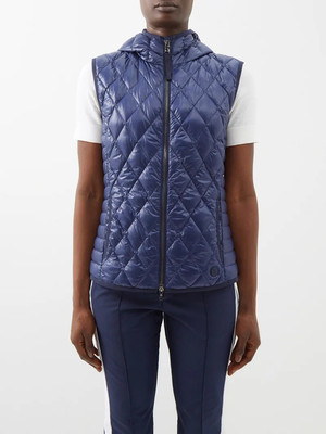 NWTs Bogner Pippa-D Diamond Quilted Hooded Down Vest. Blue. Sz. 8