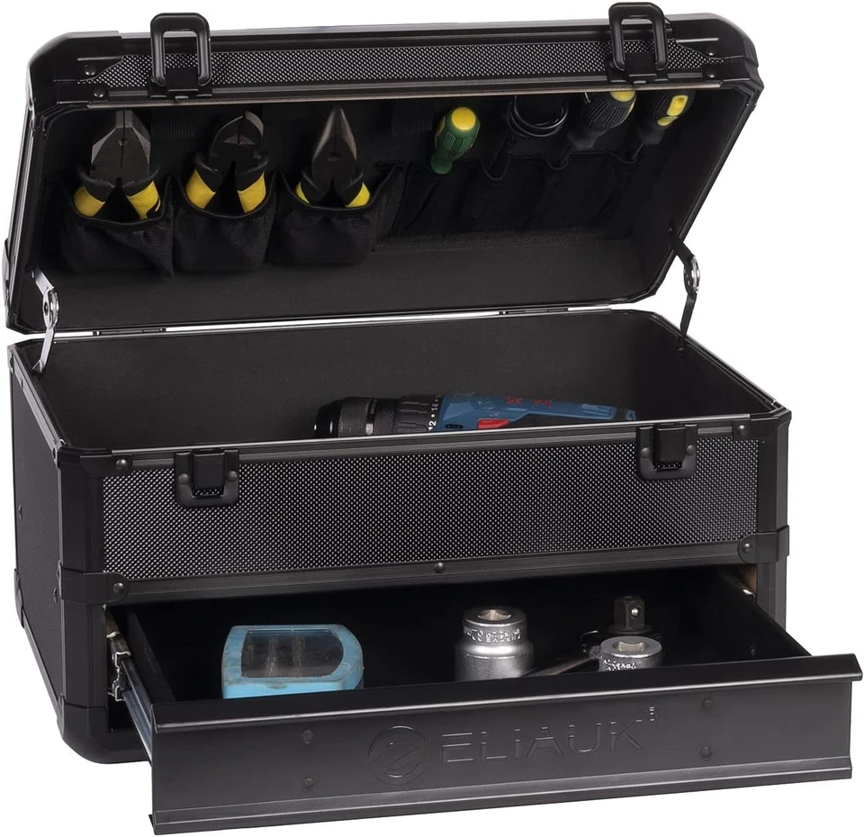 Portable Tool Box Organizer with Drawers, Black - Image 3 of 4