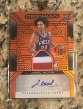2024-25 Obsidian #RJI-JAR Jared McCain Rookie 3 Color Patch Auto /99 76ers RPA