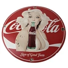 Vintage Coca-Cola Porcelain Sign - Gas Pump Plate Service Route 66 Diner Sign
