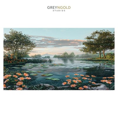 Beautiful Lake full of Flowers Poster Wall Art Print pick size A4/A3/A2/90x60cm