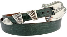 Barry Kieselstein-Cord Sterling Silver .925 Belt Buckle 36 Genuine Lizard