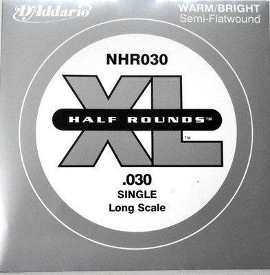 D'Addario NHR030 Halbrunde Einzelsaite für Bassgitarre - Long Scale - 0,030