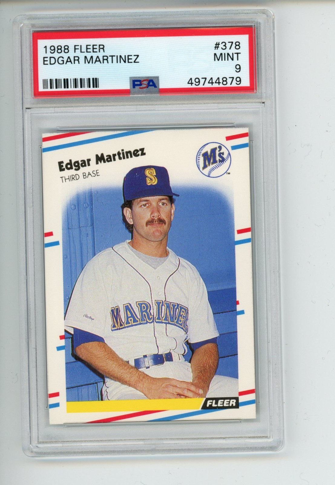 1988 Fleer Edgar Martinez #378 Rookie RC Seattle Mariners PSA 9 MINT (879)