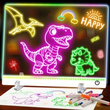 16 Inch LED Drawing Board for Kids - USB C Rechargeable 7 Color Light Up Acry...